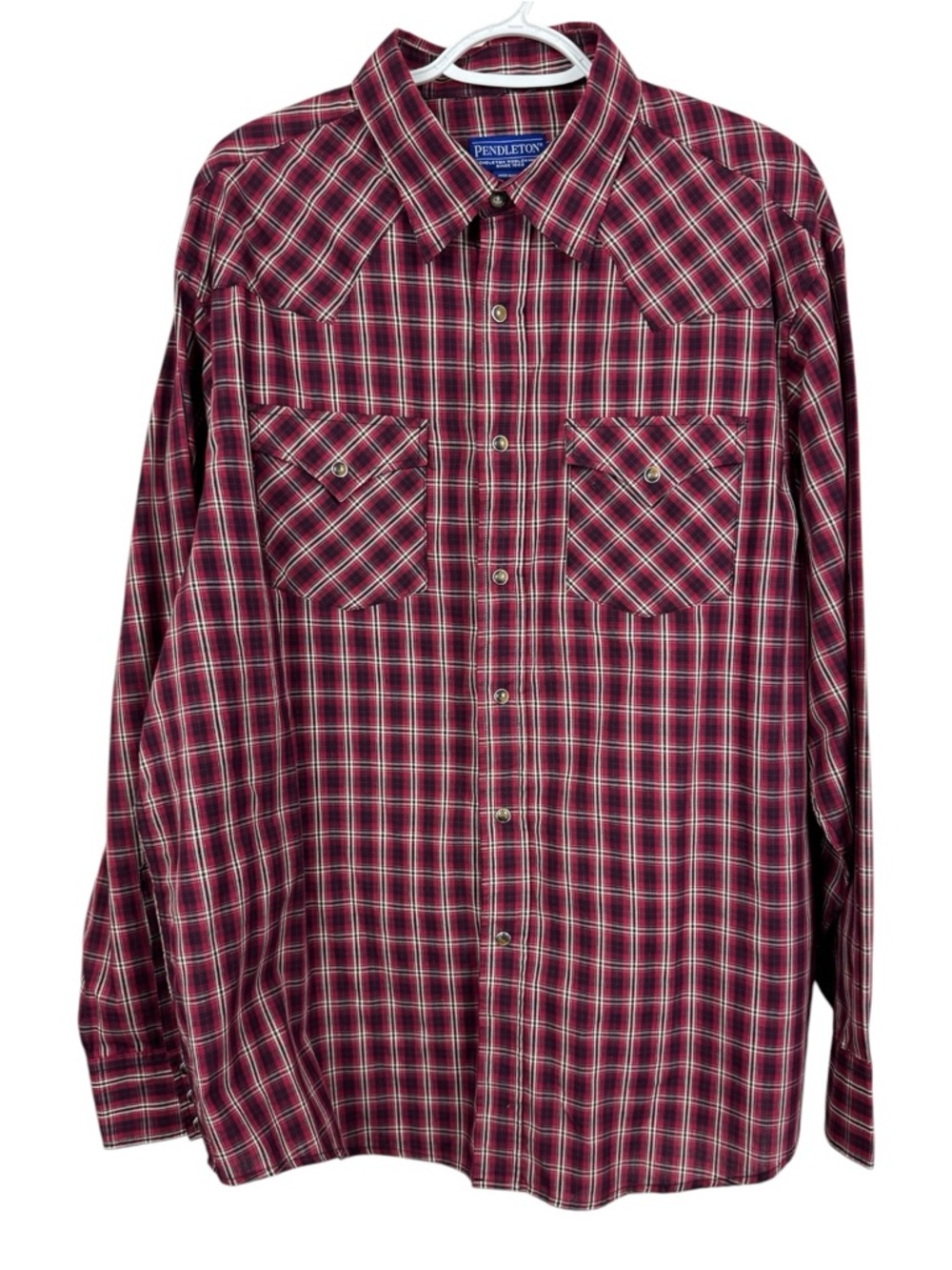 Pendleton Red Black Western Pearl Snap Button-down Plaid Shirt XL